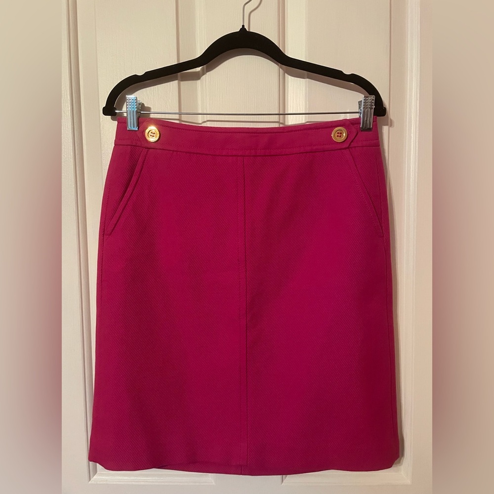6P Talbots Pink Cotton Knit Skirt with Gold Accents